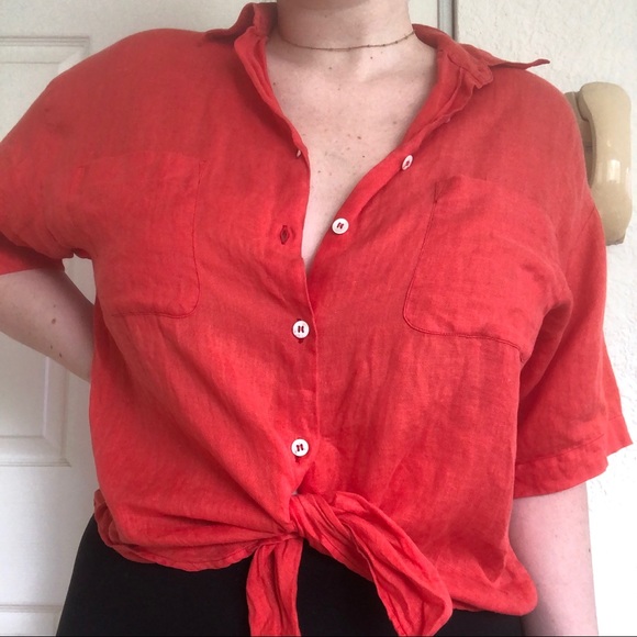 100% LINEN BUTTON UP TEE - Picture 4 of 8
